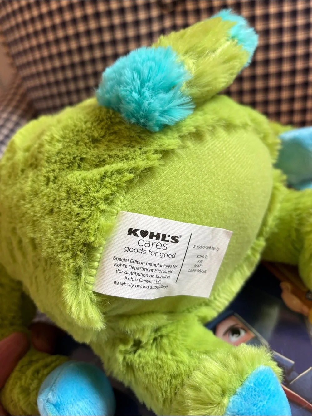 Kohl's Bright Green Plush Monster with Blue Face and Red Nose